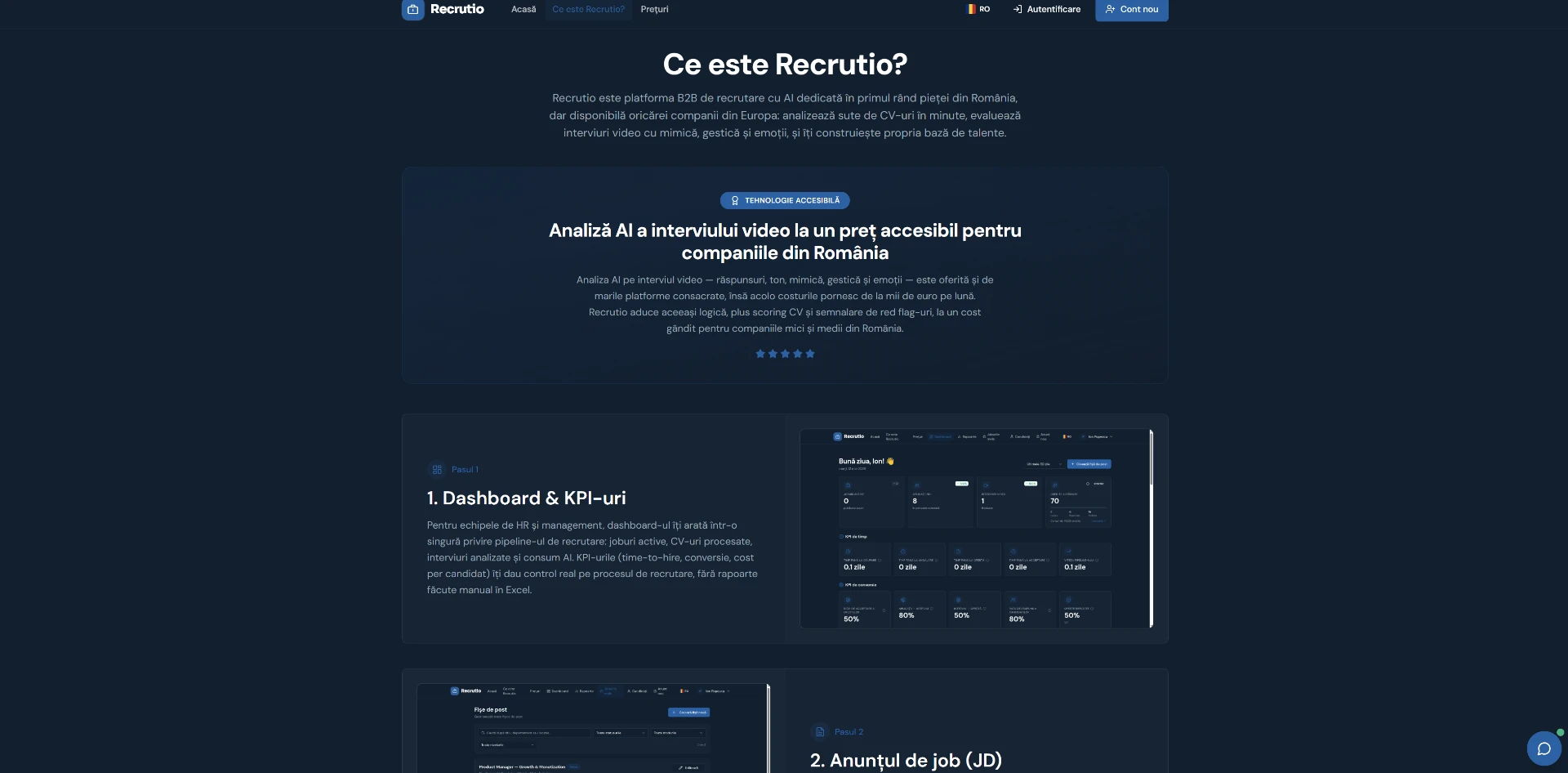 Screenshot dashboard Recrutio