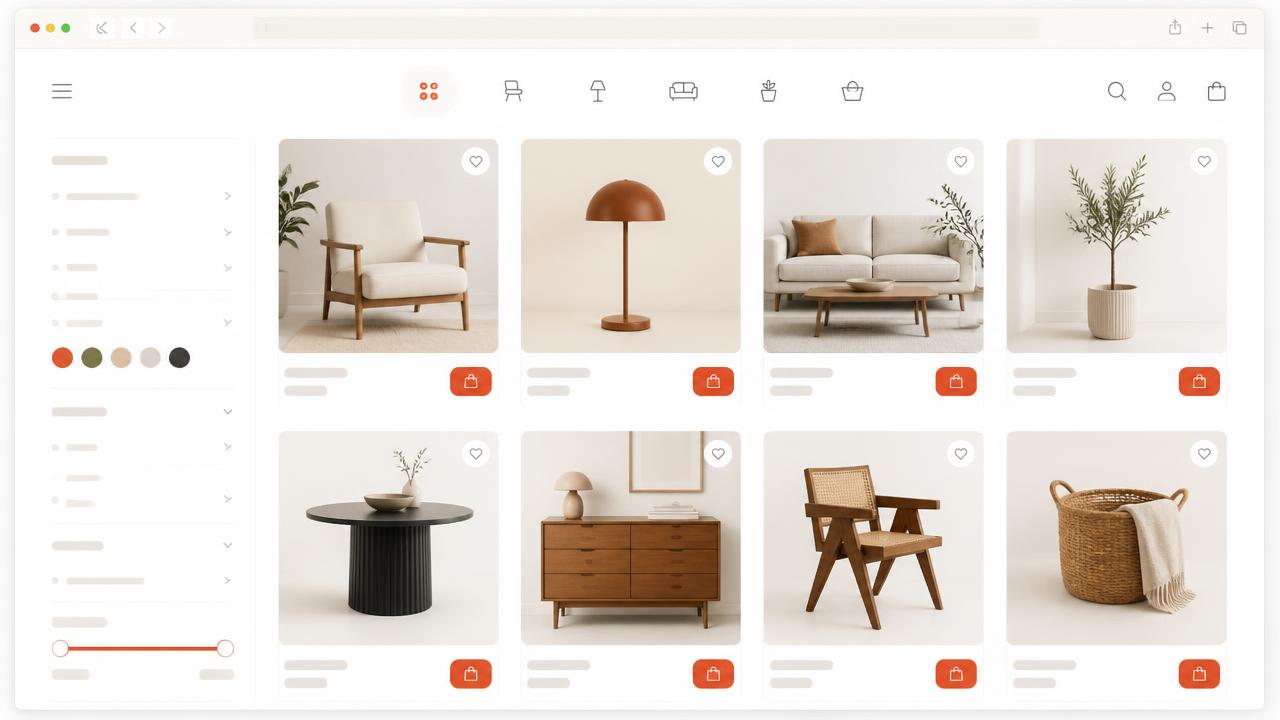 Captură de ecran catalog magazin online de mobilier